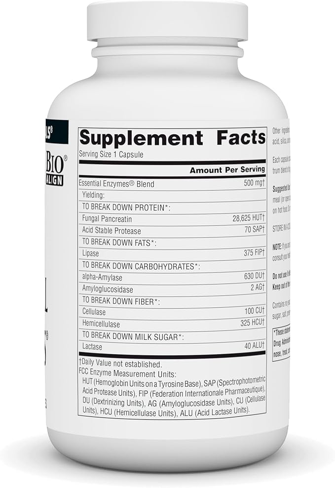 Source Naturals Essential Enzymes 500mg Bio-Aligned 240 Capsules
