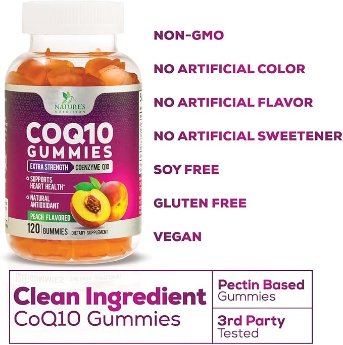 CoQ10 100mg Gummies Q10 Supplement, CoQ10 Gummies Q10 Gummy 120 Count Q10 Vitamins