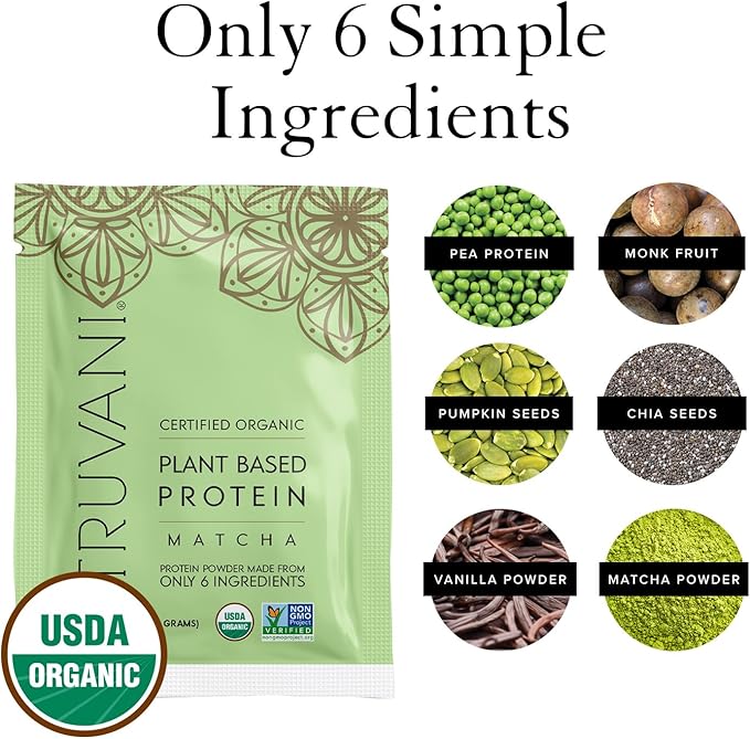 Truvani Vegan Pea Protein Powder 20g Organic 1 Serving