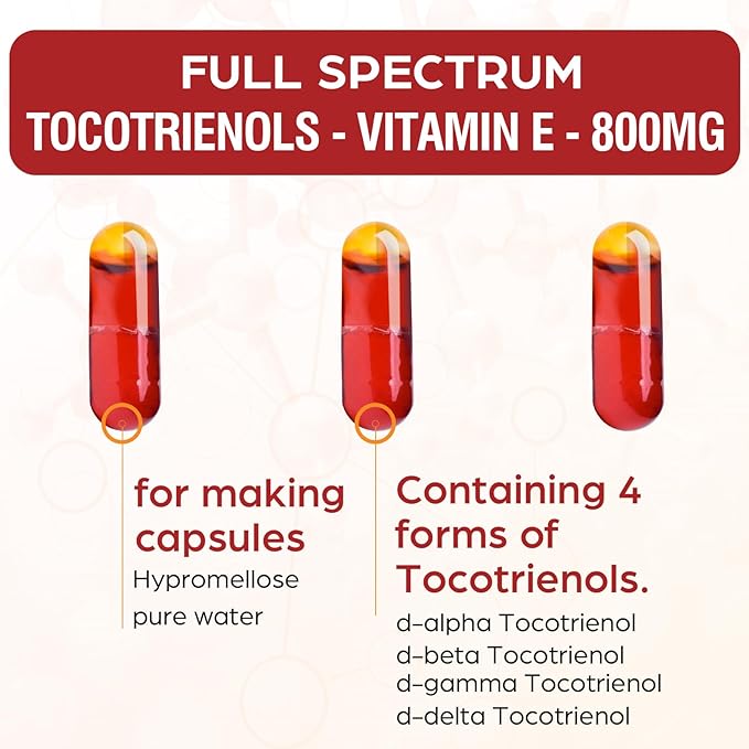 Tocotrienol Supplement Full Spectrum, Cutting-edge Fusion 800mg,Powerful Antioxidant,Cardiovascular,Highest -120 Liquid-Filled