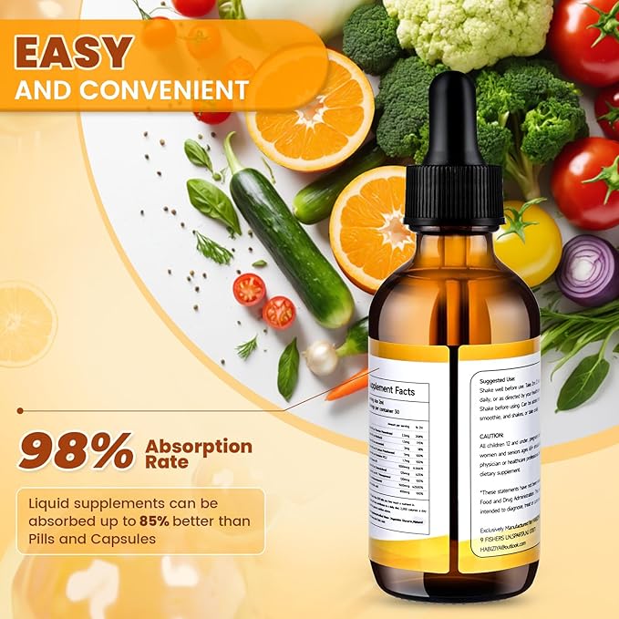 Vitamin B Complex Liquid Drops B B1, B2, B2, B3, B3, B6, B6, B7, B7, B12 B12 Biotin D3+K2 Supports 2 fl.
