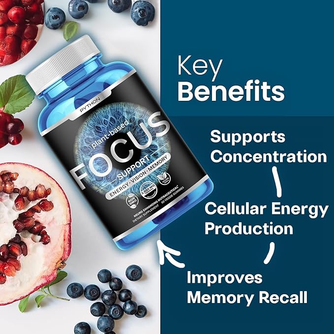 PYTHON FOCUS Brain Health Supplement 2 Eye D3, K2 K2 & B6, Zinc, 60 Vegan