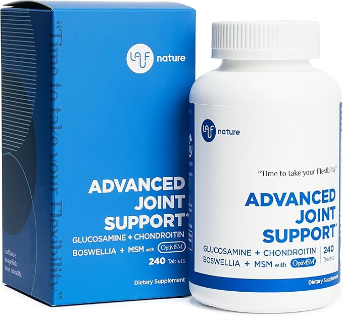 Advanced Joint Support supplement with Glucosamine, 5-Loxin Boswellia, 240 Tablets 60 Servings