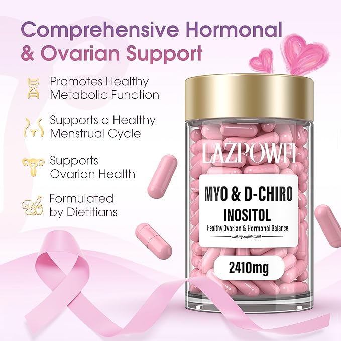 Inositol Supplement - Myo-Inositol and D-Chiro Inositol Plus Chasteberry,Berberine & Ashwagandha - Ideal 40:1 Ratio, Hormone Balance & Ovarian Support PCOS Supplements for Women-120 Capsules