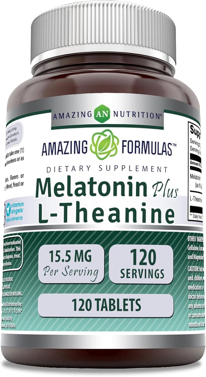 Amazing Formulas Melatonin Plus L-Theanine 10 (10 mg, 120, Count)