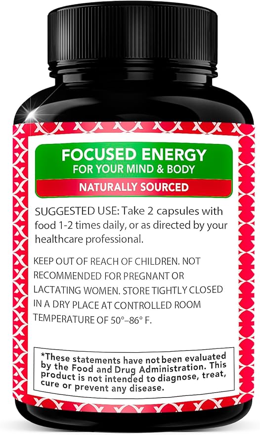 Korean Red Panax Ginseng 1200mg + Ginkgo Biloba -120 Vegan Capsules - High Ginsenosides Extra Strength Root Extract Powder Supplement for Energy, Performance & Focus Pills for Men & Women