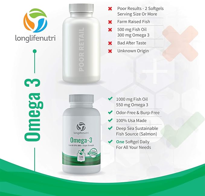 Omega 3 Fish Oil Pills 120 1000mg Supplement Omega3 Women