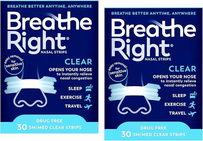 Breathe Right Nasal Strips Clear Small/Medium 30 Count 2)