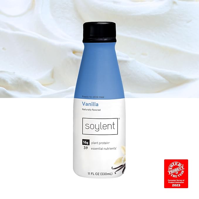 Soylent Vanilla Meal Replacement Shake, Contains 16g Complete Vegan Protein, Ready-to-Drink, 11oz, 36 Pack