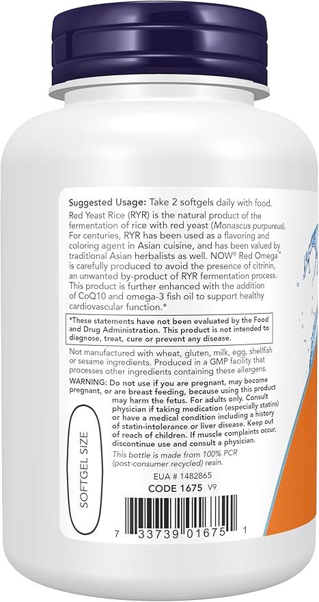 NOW Supplements, Red Omega™ with CoQ10 30 mg Omega-3 Fish 90 Softgels