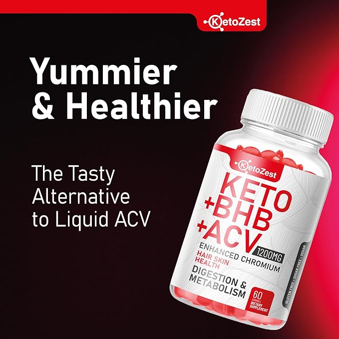 Keto ACV BHB Gummies - Apple Cider Vinegar with The Mother Supplement - Vitamin D3 Zinc Beetroot Pomegranate Chromium Beta Hydroxybutyrate - Vegan Sugar Gluten Free for Men Women