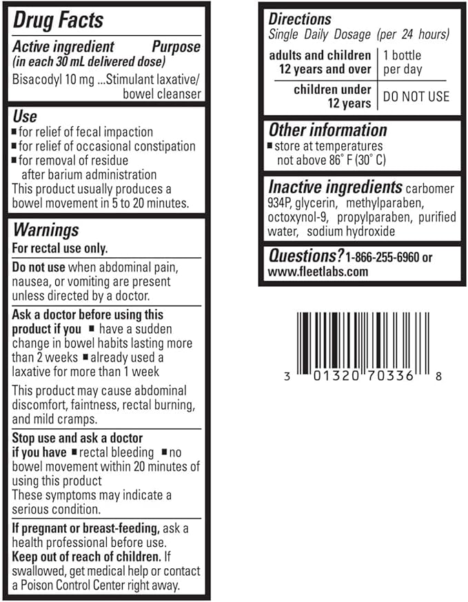 Fleet Laxative Bisacodyl Enema, 1.25 fl 5)