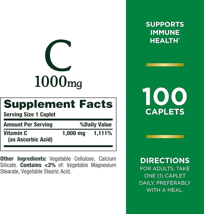 Nature's Bounty Vitamin C 1000mg, Immune 2 Pack, 100 Caplets
