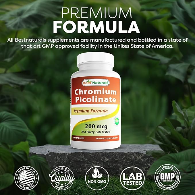 Best Naturals Chromium Picolinate 200 mcg 240 Tablets (240 Count (Pack of 3))