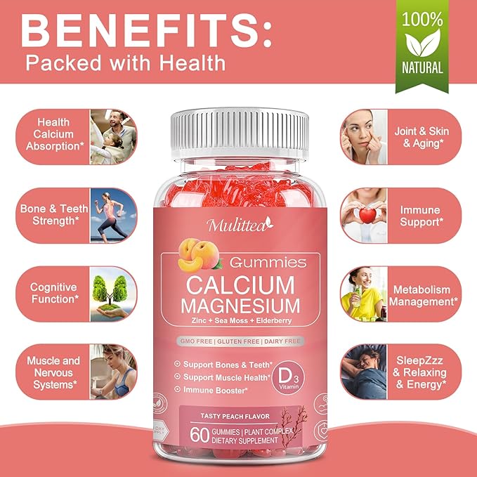 1200mg Calcium Gummies with D3,K2,Zinc -(1pack)