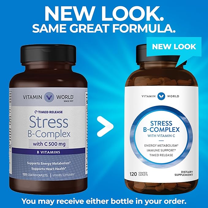 Vitamin World Stress B-Complex with 500 120 Caplets,