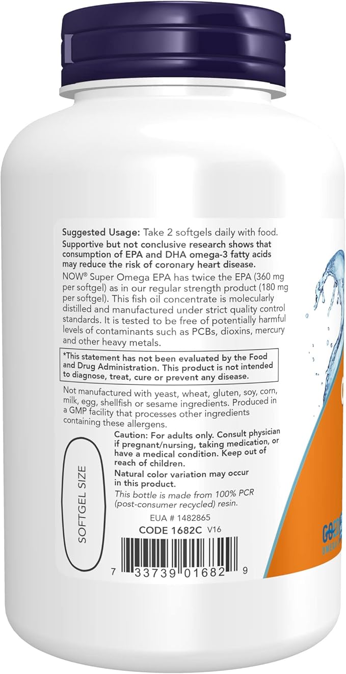 NOW Supplements, Super Omega EPA, 360 240 DHA, 120 Softgels