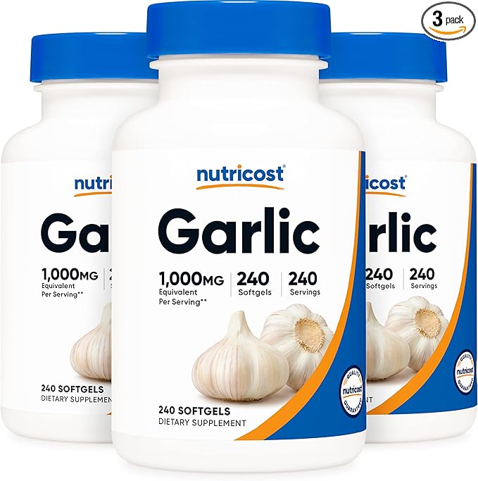 Nutricost Garlic 1000mg, 240 Softgels (3 Bottles)