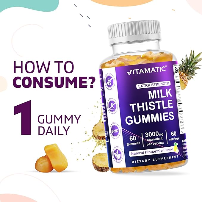 Vitamatic Milk Thistle Gummies 3000 mg 80% Silymarin 60 Pectin