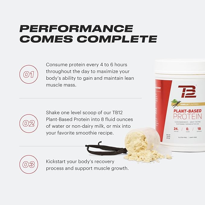 TB12 Plant Based Protein Powder by 24g of (30 Servings/2.12lbs) Servings/2.12lbs)