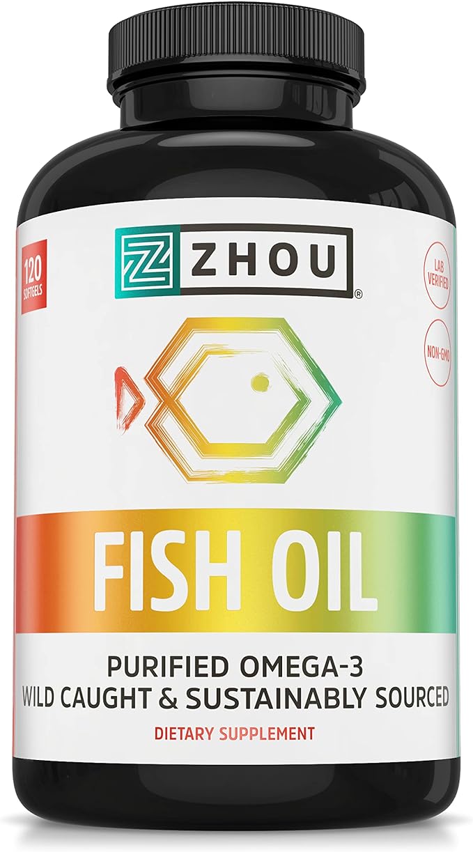 Zhou Nutrition Fish Oil, Max Strength 3 Fish 1250 mg 120 Servings