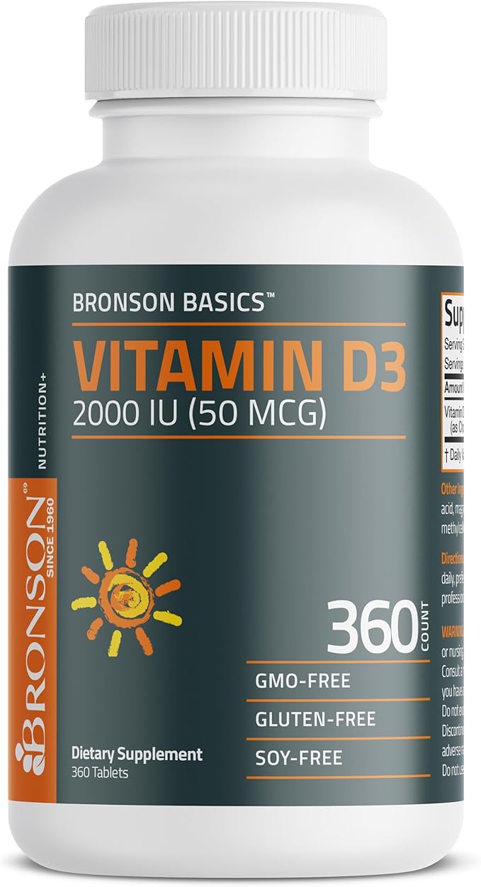 Bronson Vitamin D3 2000 IU (50mcg) Non-GMO, 360 Tablets