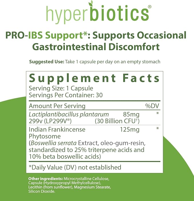 Hyperbiotics IBS Probiotic Support 299V for 30 Count