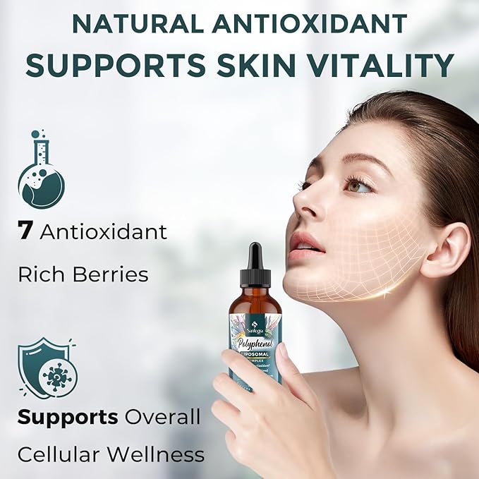 4300 MG Polyphenols Supplement Liposomal, Over 27 Polyphenol Complex & Powerful Antioxidant, with MCT & Olive Oil, Quercetin Extract, Hawthorn Berry Extract, for Age Defense, Energy, Immune, 120 ML