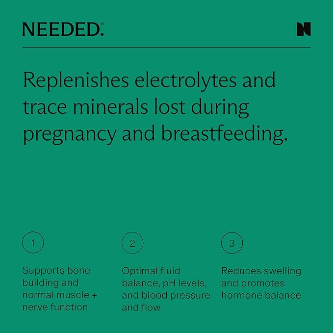 Needed. Hydration Support with Electrolytes & Trace Minerals – Electrolytes for Pregnancy & During Lactation - 30 Hydration Packets Lightly Sweetened with Real Fruit, Variety