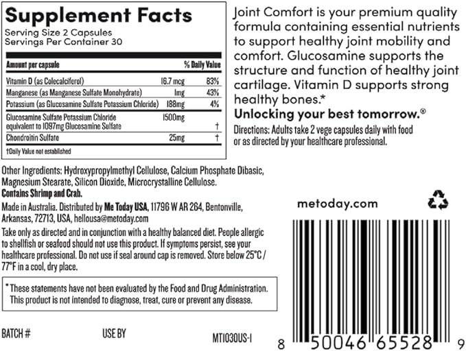 – Joint Comfort Supplement with Glucosamine, 60 Capsules