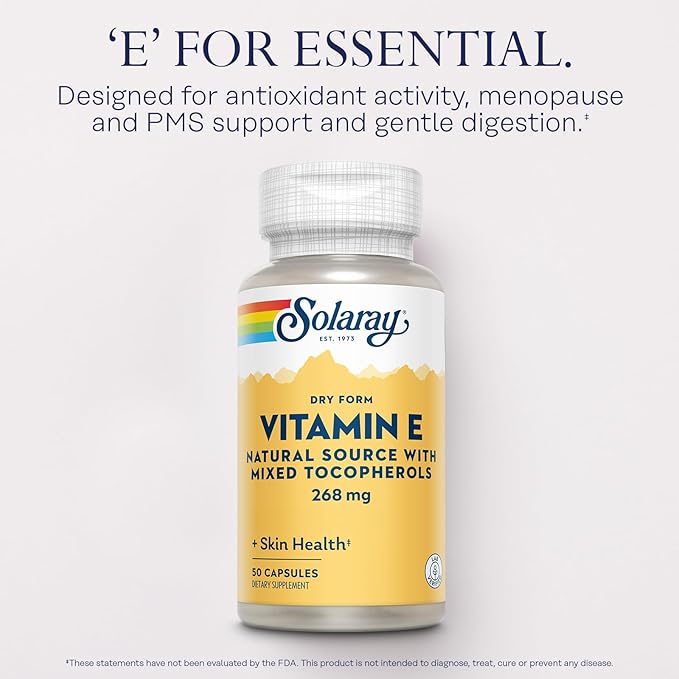 SOLARAY Vitamin E 400 IU (268mg), 60-Day Guarantee, 50 Servings, 50 Capsules