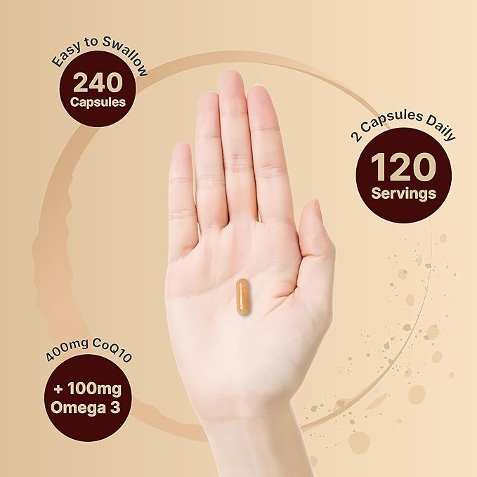 CoQ10 400mg with Omega 3 Fatty 240* Capsules Q10 Supplement
