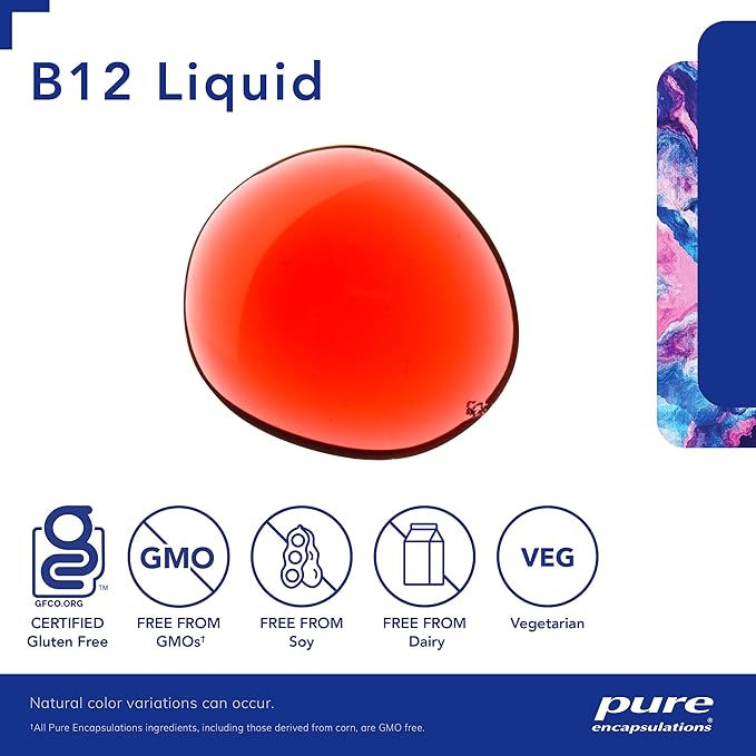 Pure Encapsulations B12 Liquid 1,000 mcg B12 (Methylcobalamin) 1 fl.