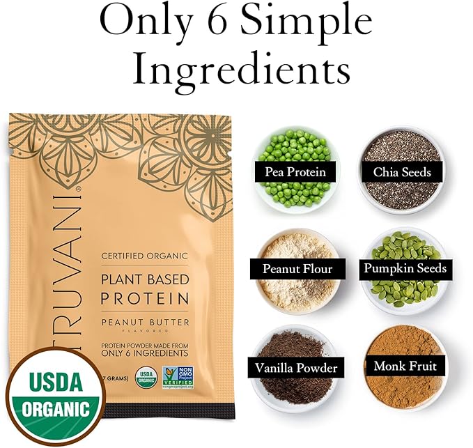 Truvani Vegan Pea Protein Powder 20g Organic 1 Serving