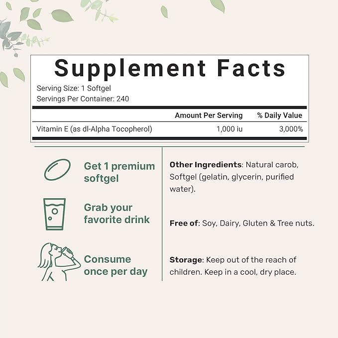 Micro Ingredients Vitamin E 1000 IU, 240 Softgels