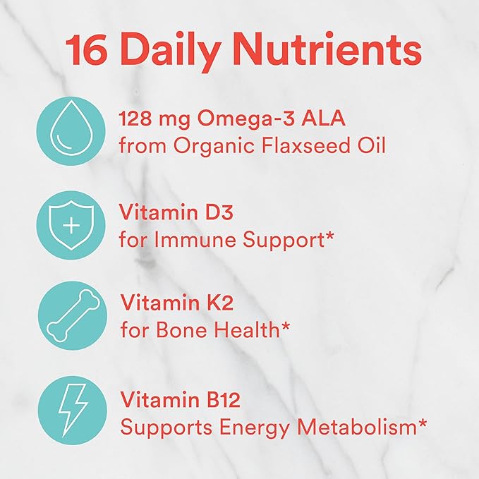 SmartyPants Organic Kids & Toddler Multivitamin 3 (ALA), D3, C, B12, B6, B6, Vitamin K2 & 180 Count