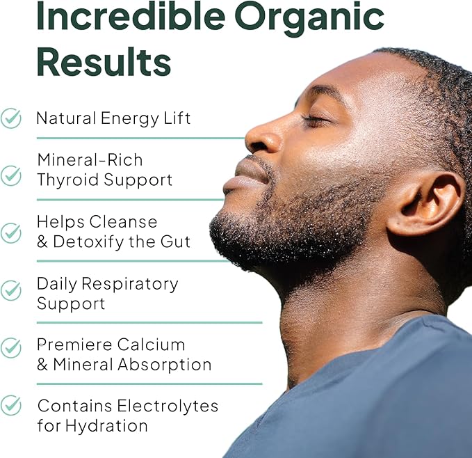 Wild Sea Moss Capsules - 100% Organic Irish Sea Moss with Organic Chlorella, Bladderwrack and Vitamin D for Energy, Lung Health and Thyroid Support for Women and Men - 6 Bottles