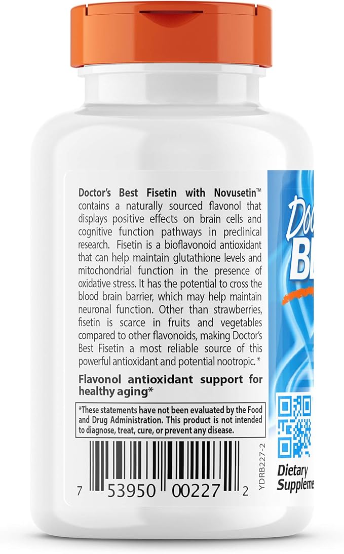 Doctor's Best Fisetin with Novusetin, Non-GMO, 100 mg, 30 count