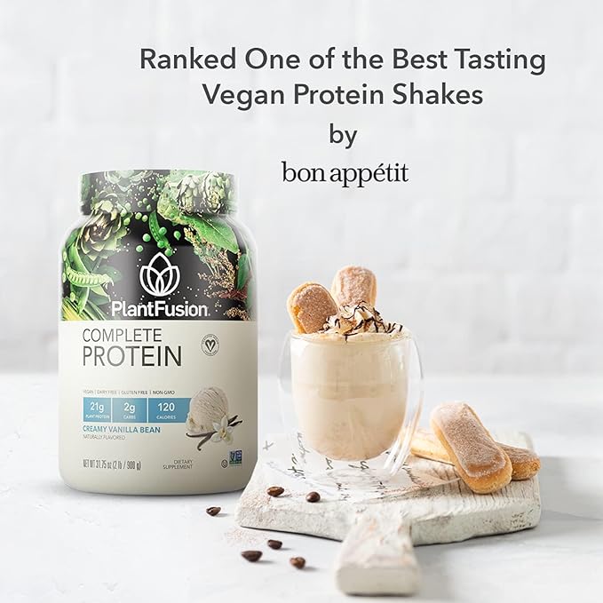 PlantFusion Complete Vegan Protein Powder Sample Packets - Plant Based Protein Powder Packets to-Go with BCAAs and Pea Protein - Keto, Gluten Free, Non-Dairy, No Sugar (Vanilla Pack of 4)
