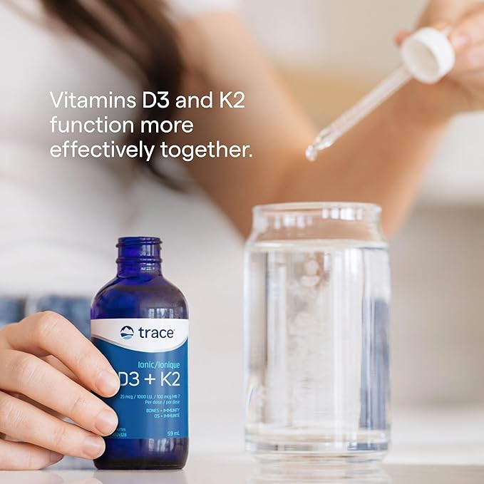 Trace Minerals | Liquid Ionic Vitamin D3 + K2 | 125 mcg (5,000 IU) D3, 100 mcg K2 | Concentrated Dietary Supplement | 2 fl oz. 296 Servings