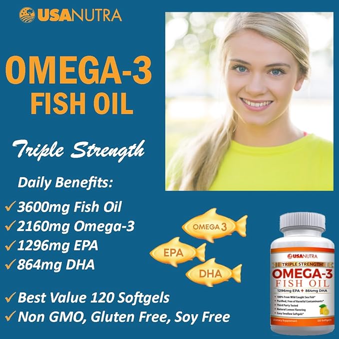 Omega 3 Fish Oil Triple Strength 3600mg Icelandic 120 Capsules.