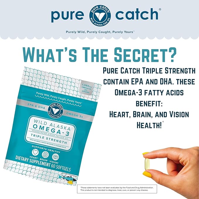 Trident Seafoods Pure Catch Wild Alaskan 1060mg Triple Omega-3 Fish 60 Ct.