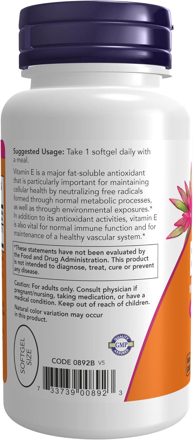 NOW Supplements, Vitamin E-400 IU Mixed 100 Softgels