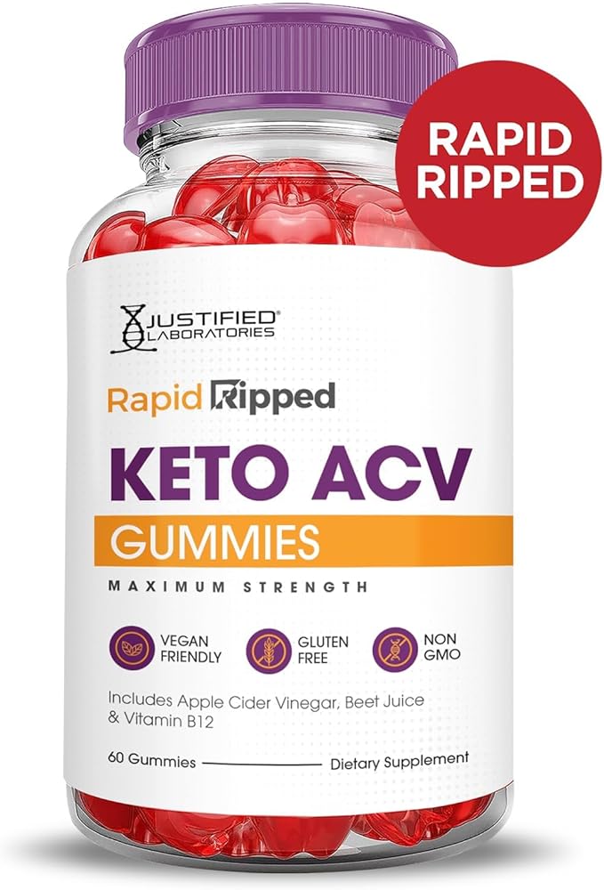 Justified Laboratories (2 Pack Rapid Ripped Keto ACV Gummies Advanced Formula 1000MG Rapidripped Formulated with Pomegranate Beet Juice Powder B12 Vegan Non GMO 120 Gummys