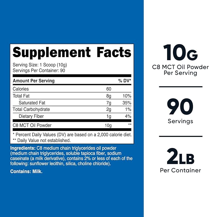 Nutricost C8 MCT Oil Powder 2LBS (32oz) - 95% C8 MCT Oil Powder
