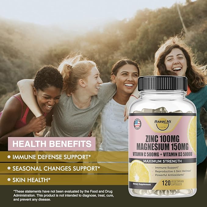 Zinc, Zinc 100mg, Magnesium Glycinate 150mg, D3 5000 5000 IU, 500mg Per