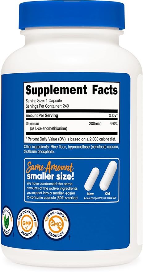 Nutricost Selenium 200mcg, 240 Veggie Caps (3 Bottles) - Non-GMO, Gluten Free L-Selenomethionine …