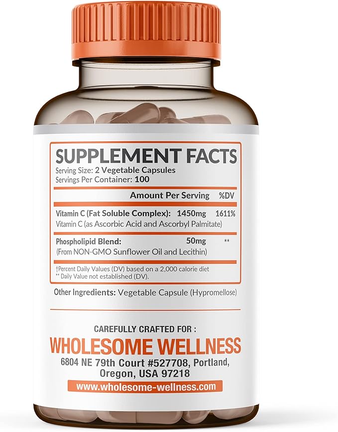 Liposomal Vitamin C Capsules (200 Pills 1500mg Buffered)