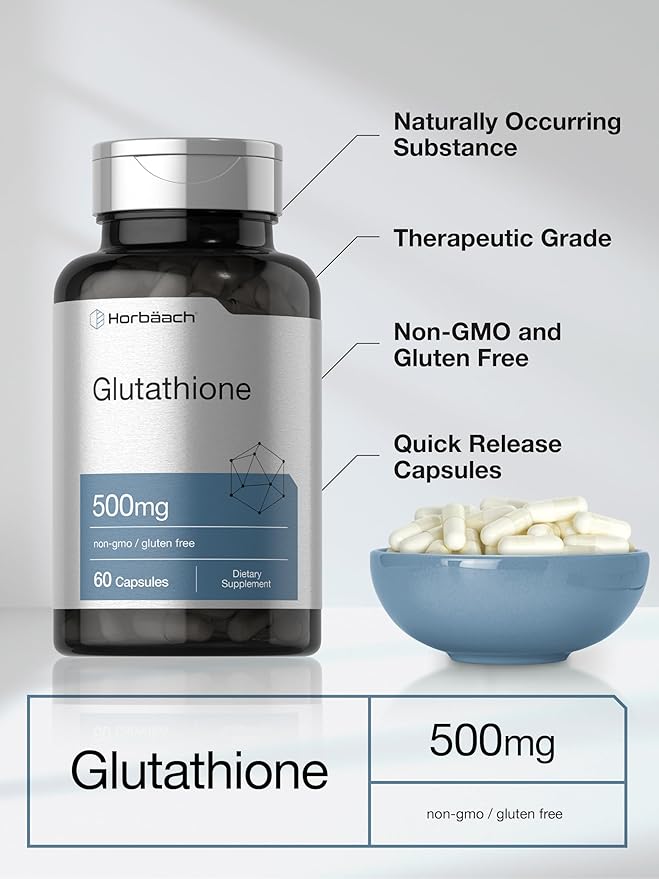 Horbäach Glutathione 500mg Reduced Supplement 60 Capsules