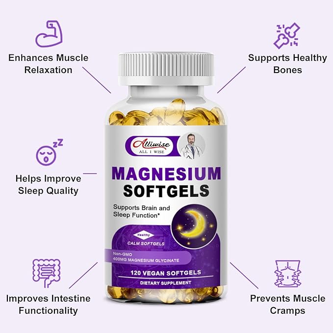 High Absorption Magnesium Glycinate 400mg Softgels 400 mg 100mg Calcium D3 & K2, for
